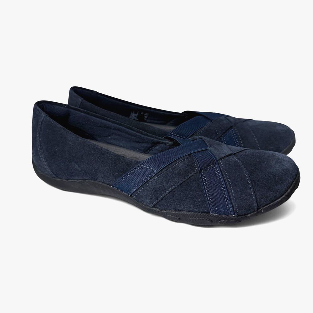 Clarks Haley Jay Navy Blue Ballet Flats Comfort Drivers Shoes Womens Sz 9